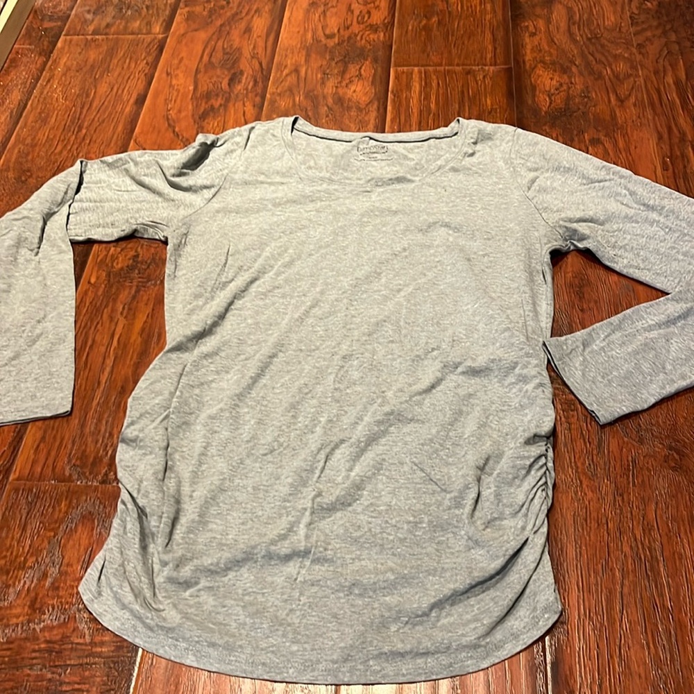 Grey long sleeve maternity shirt